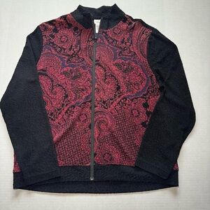 Gothic Paisley Zip-Up Jacket – Dark Romantic / Vampirecore Vibes Size L